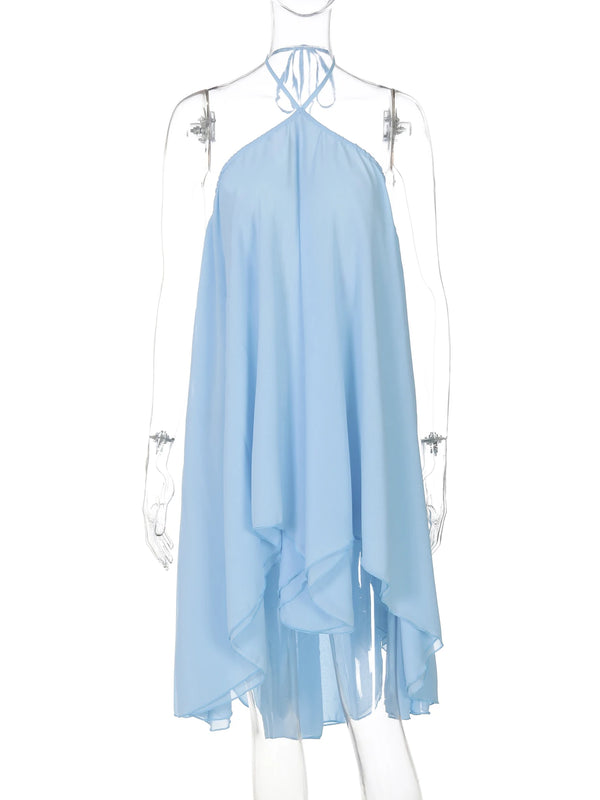 Suri Lace-Up Halter Asymmetric Mini Dress