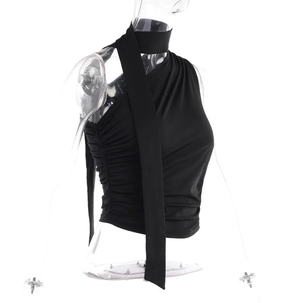 Valentina Ruched Halter Scarf Top