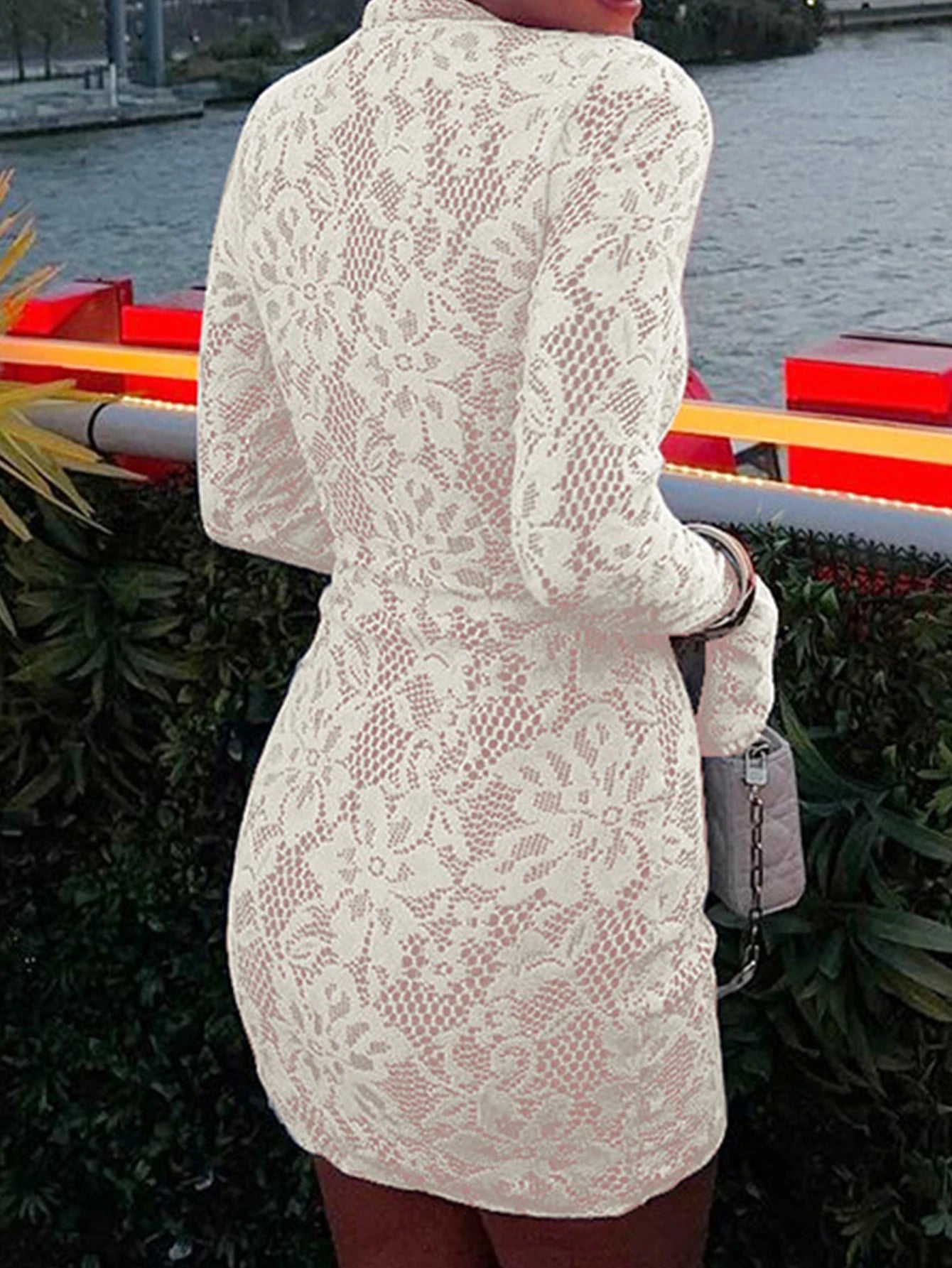 Mirelle Lace Flare-Sleeve Bodycon Mini Dress Secondary image