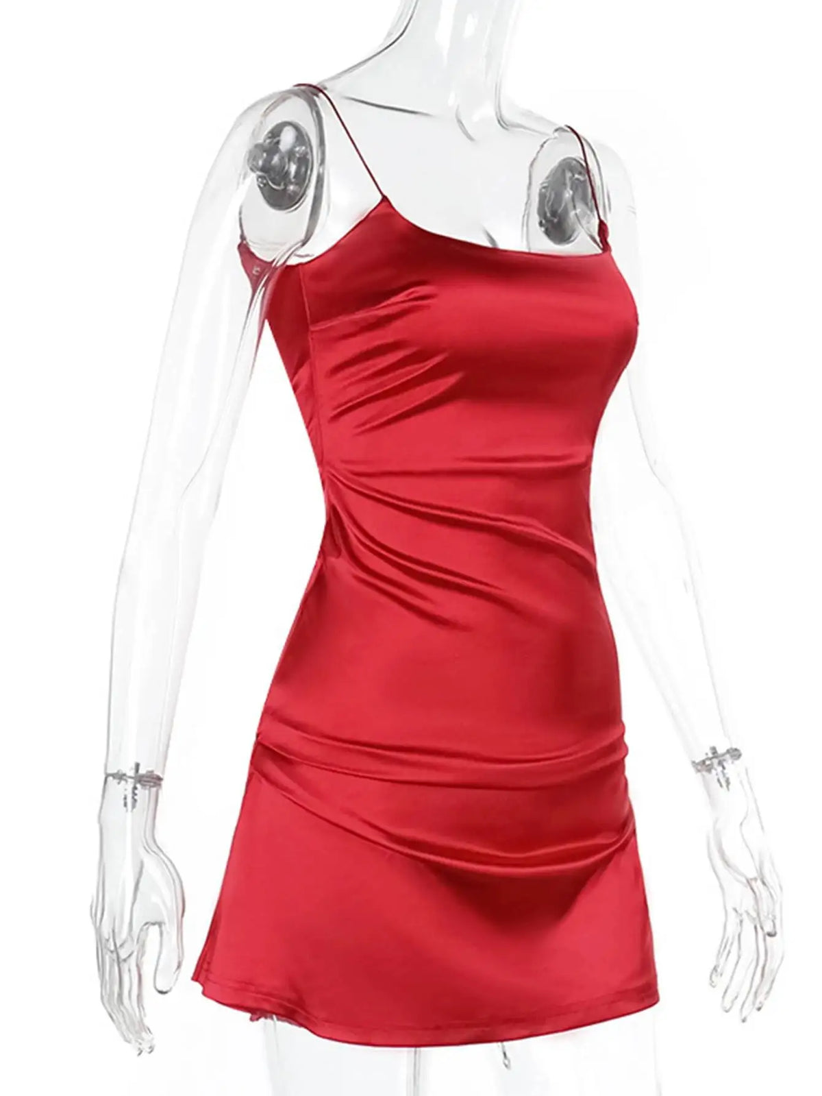 Annelie Satin Backless Cami Slip Mini Dress