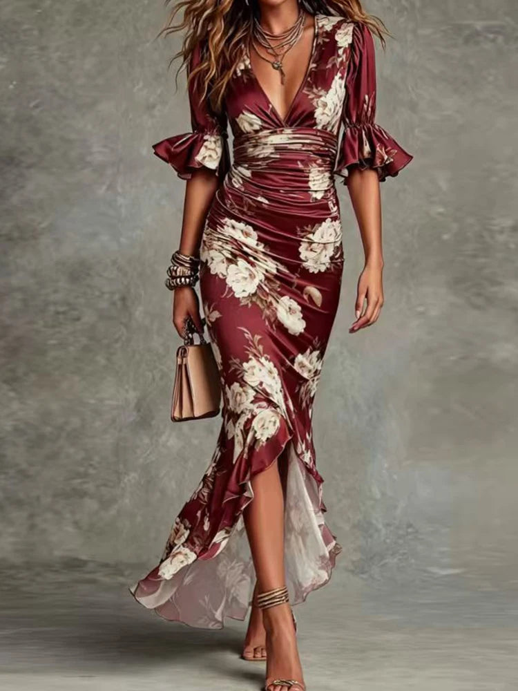 Mireya Ruffle Butterfly Sleeve Maxi Dress