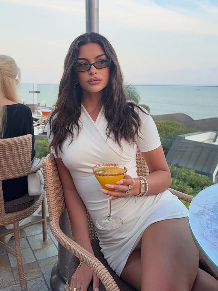 Elodie Cross-Back V-Neck Mini Dress