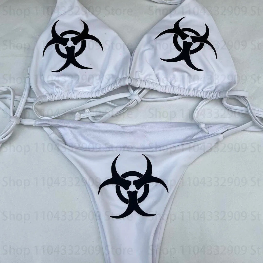 2000s Gothic Vintage bikini Y2k style Graphic Women Fairy Trash bikini Emo girls Punk bikini swimm Sexy Girls Bathing Suitit