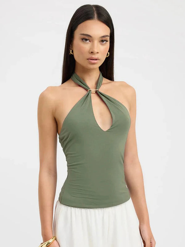 Greta Cutout Sleeveless Halter Top One-piece