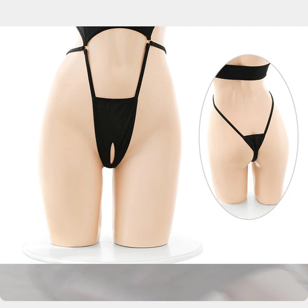 Erotic Crotchless Lingerie Women Hollow Bodysuit One Pieces Thong Sexy Costumes Deep V Neck Teddy Babydoll Dress Porno Underwear