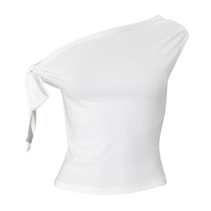 Talia Ruched One-Shoulder Backless Crop Top One-piece