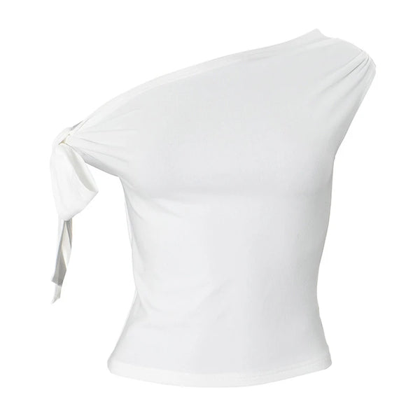 Talia Ruched One-Shoulder Backless Crop Top One-piece