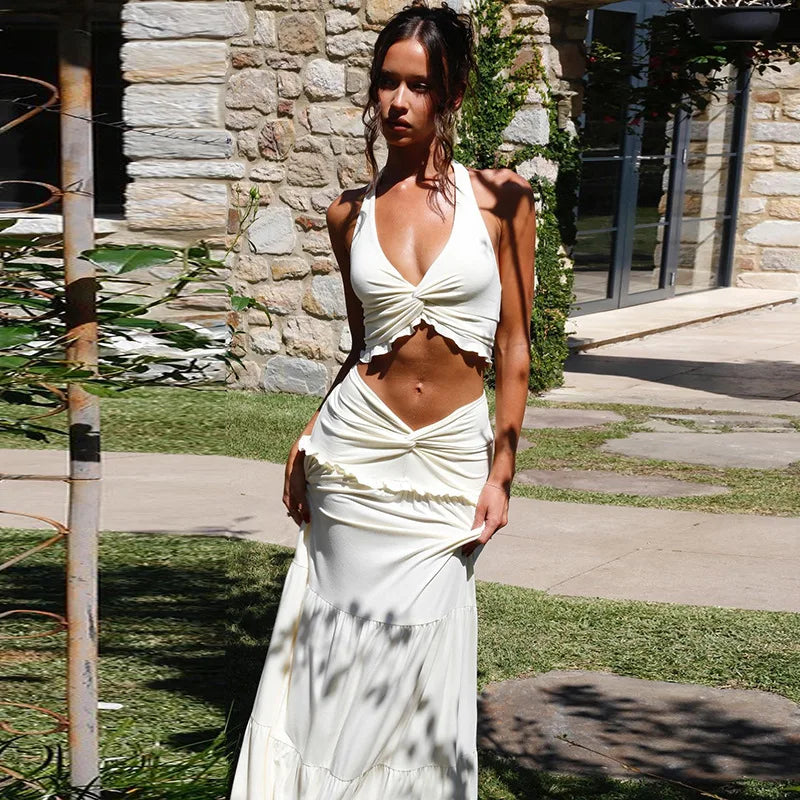 Alessia Frill Halter Maxi Skirt Set Two-piece