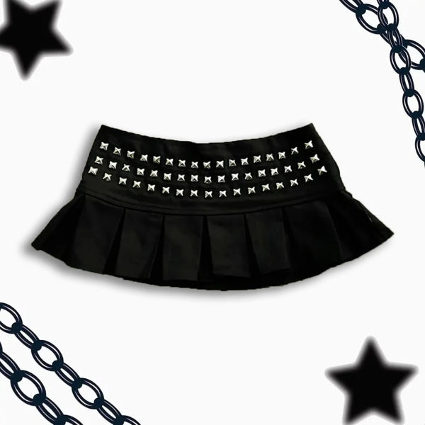 Riot Studded Pleated Gothic Mini Skirt One-piece