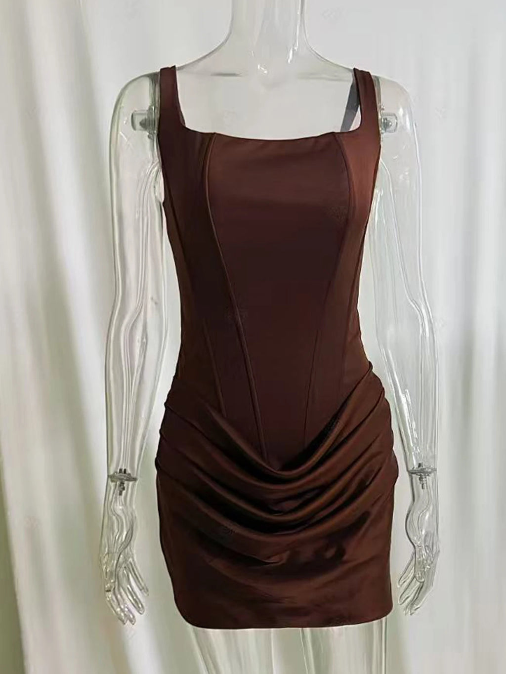 Alina Ruched Backless Spaghetti-Strap Mini Dress