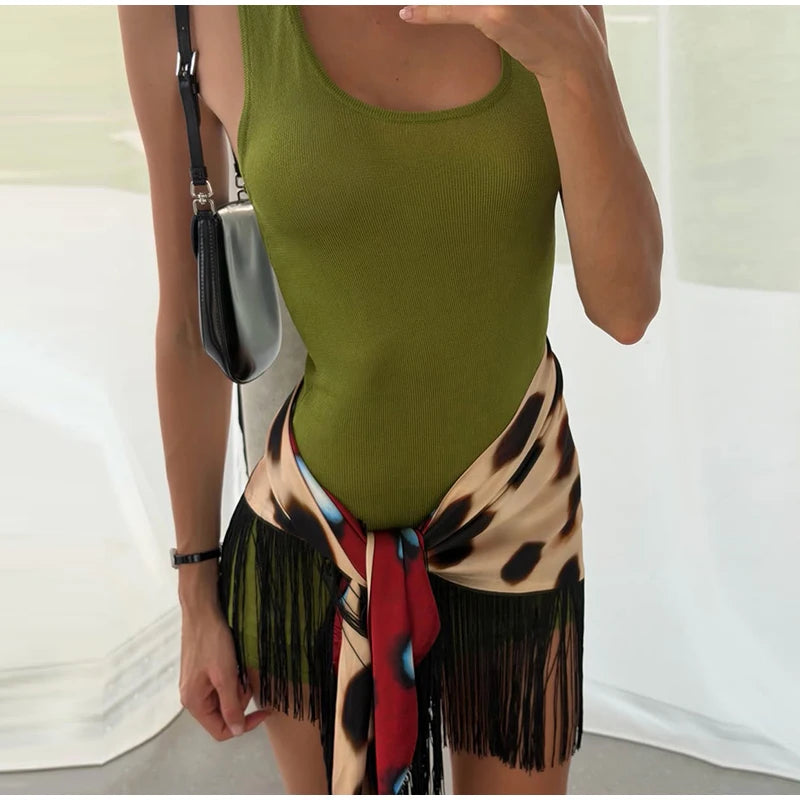 Marlowe Animal Print Wrap Midi Skirt One-piece