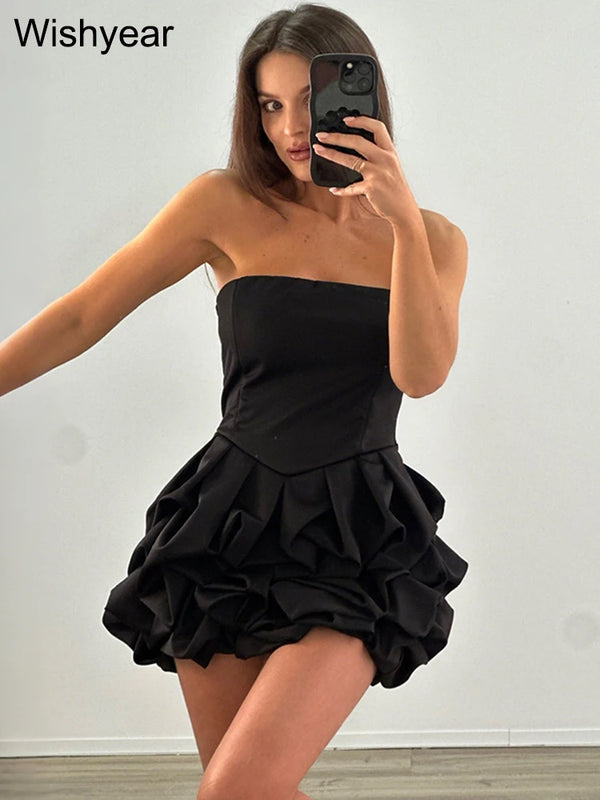 Reverie Strapless Ruffle Bubble Mini Dress