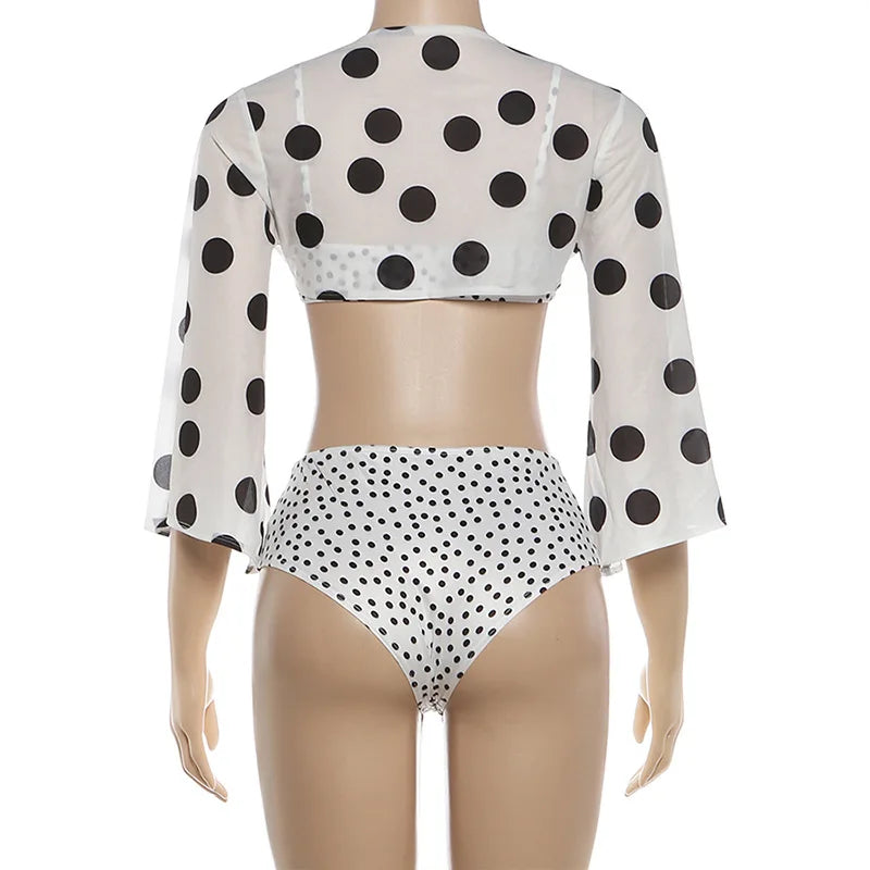 Colette Polka-Dot Bikini & Kimono Set Three-piece