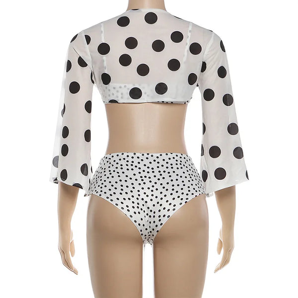 Colette Polka-Dot Bikini & Kimono Set Three-piece