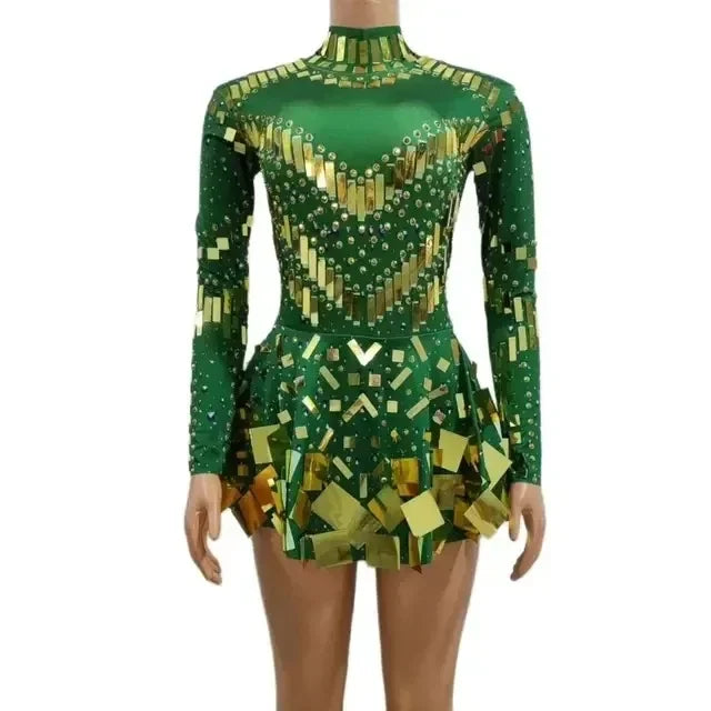 Isolde Mirror-Embellished Performance Mini Dress