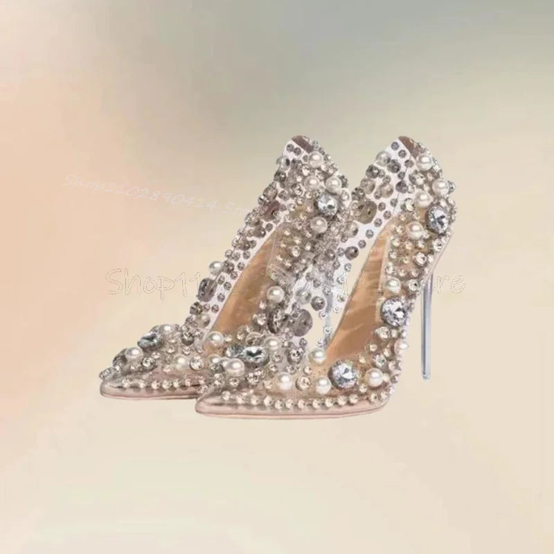 Evelisse Satin Rhinestone Pointed-Toe Pumps Main image
