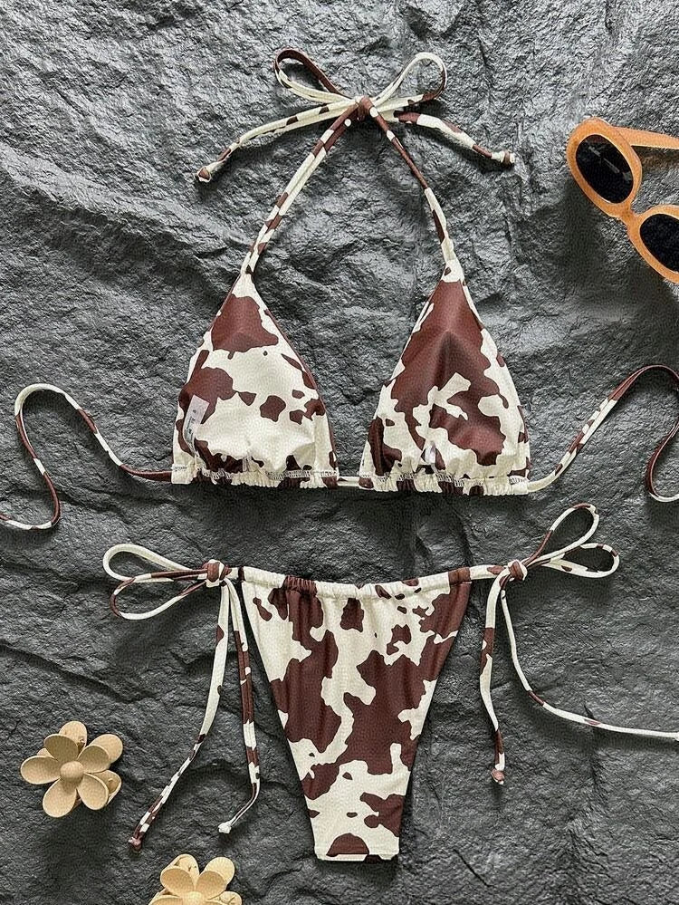 Macy Cow-Print Halter Bikini Two-piece Secondary image