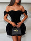 Amarisa Glitter Off-Shoulder Bow Corset Bubble-Hem Mini Dress
