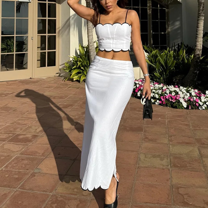 Liesl Scalloped Cami Crop Top & Maxi Skirt Two-piece