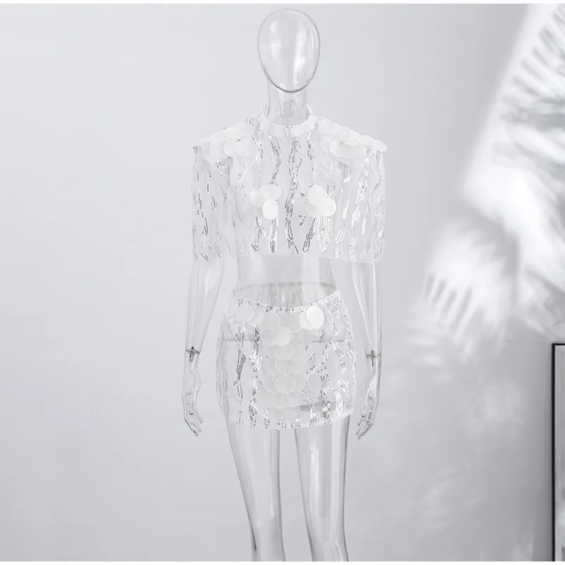 Seraphina Sequin Sheer Top & Mini Skirt Collection