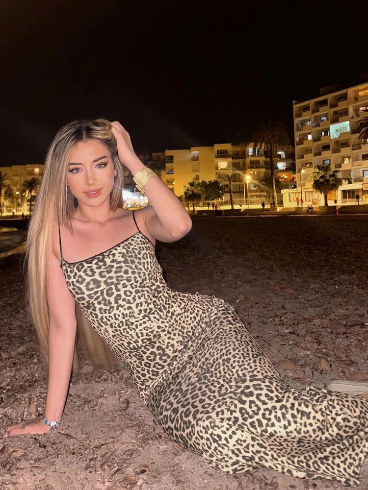 Mila Leopard Cami Bodycon Midi Dress