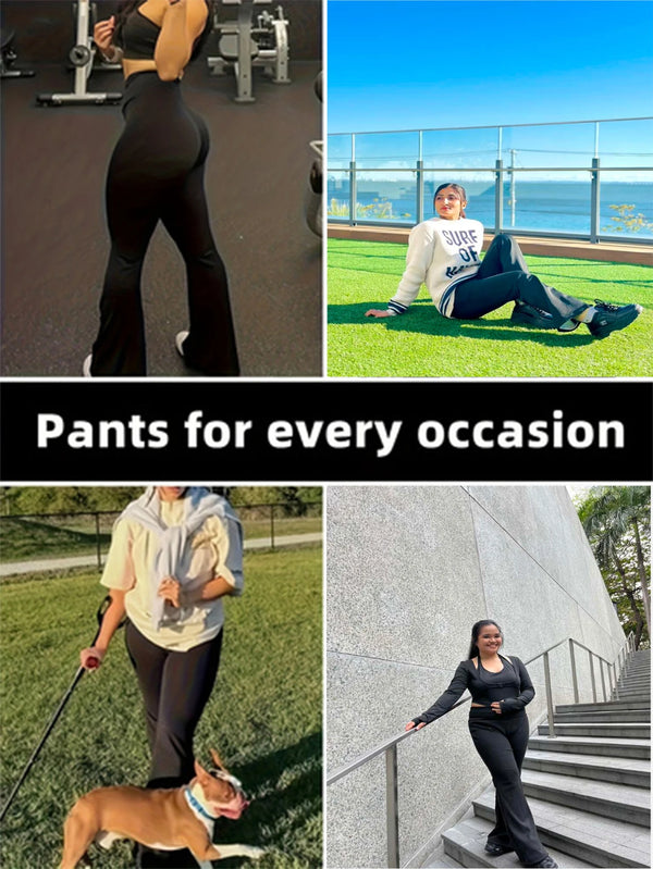 High Waisted Flared Yoga Pants Stretch Fitness Sport Trouser Hip Lifting Quick Dry Wide Leg Pants Comfortable Fashion Sportswear