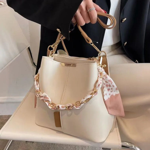 Delphine Ribbon-Chain Bucket Bag