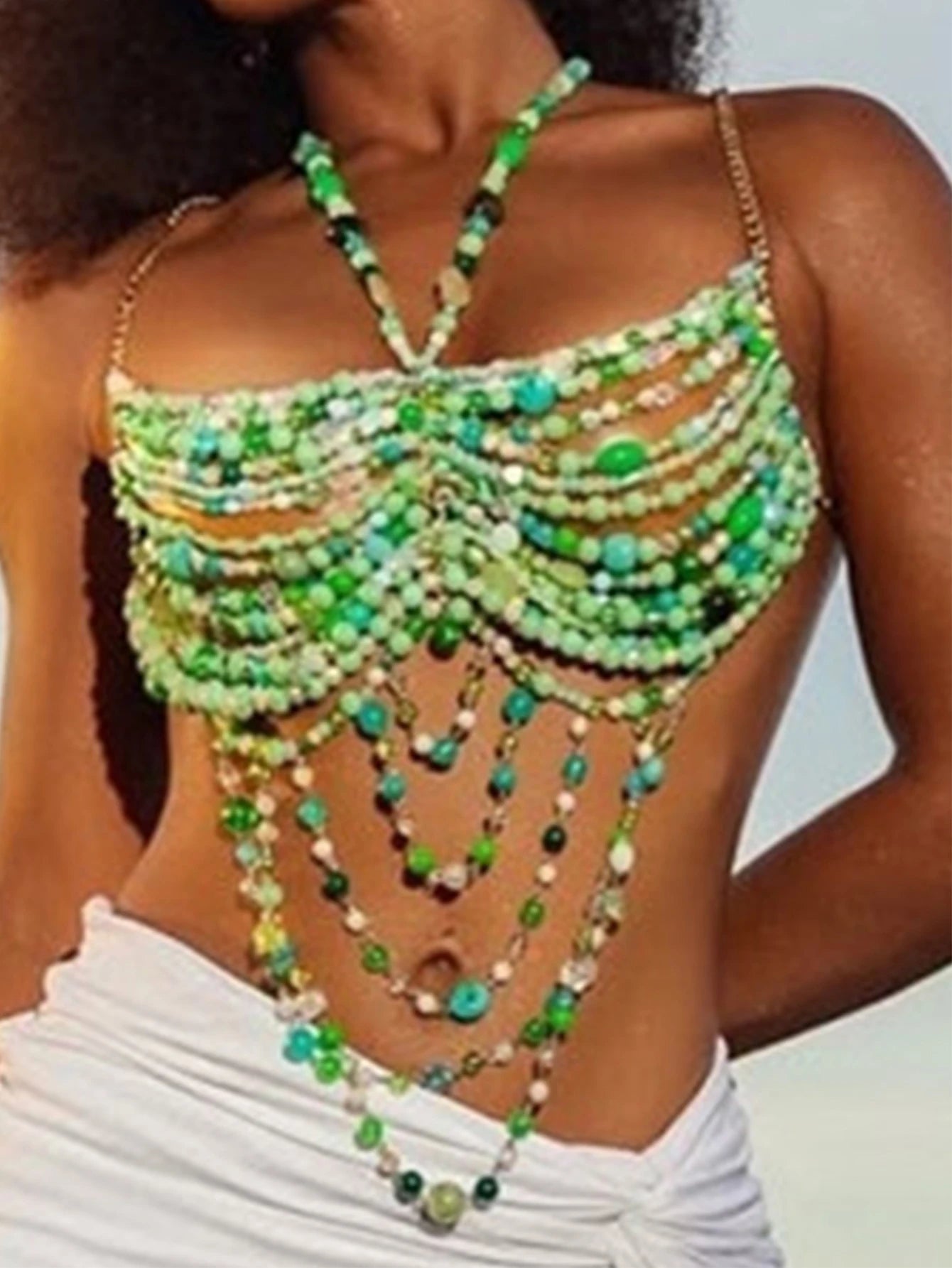 Sexy metal rhinestone corset crop top women summer beach halter tanks top woman y2k clothes cropped see through club party tops