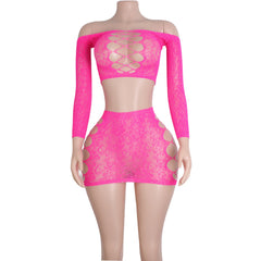 Velvet Eclipse Fishnet Rhinestone Lingerie Two-piece
