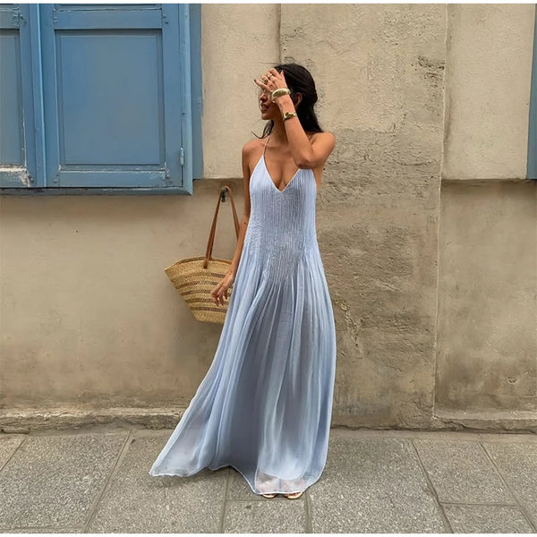 Skylar Pleated Backless Maxi Dress