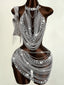 Azalea Metal Chain Backless Mini Dress