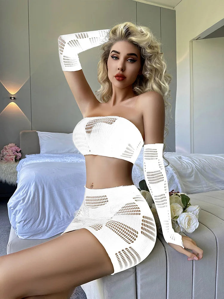 Velvet Eclipse Fishnet Mesh Lingerie Two-piece
