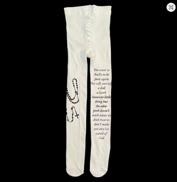 Vesper Punk-Letter Graphic Pantyhose