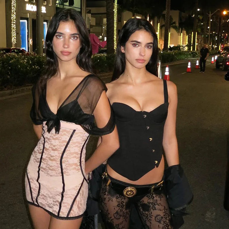 Vesper Asymmetrical Corset Crop Top One-piece