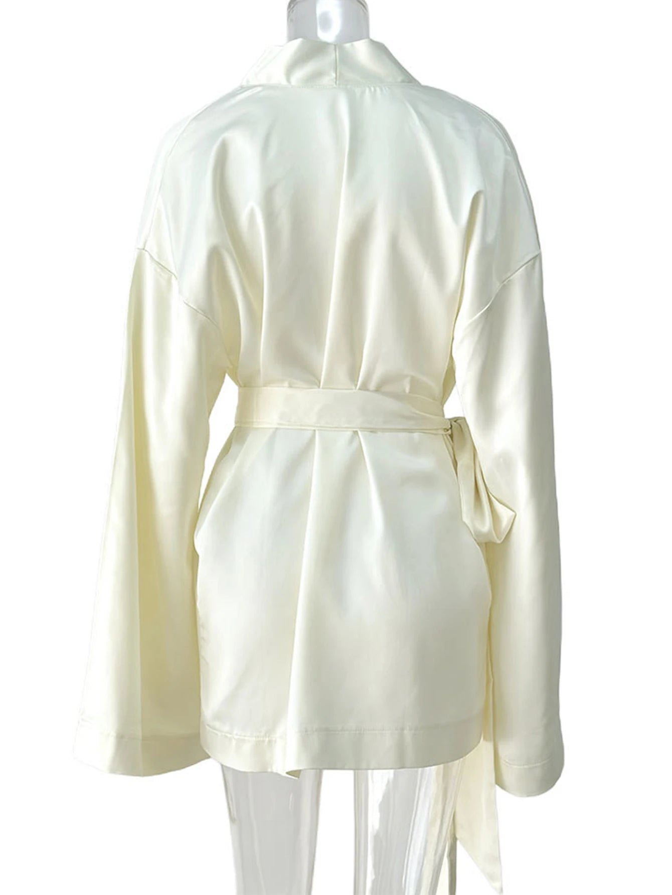 Dahlia Satin Sash Long-Sleeve Mini Dress