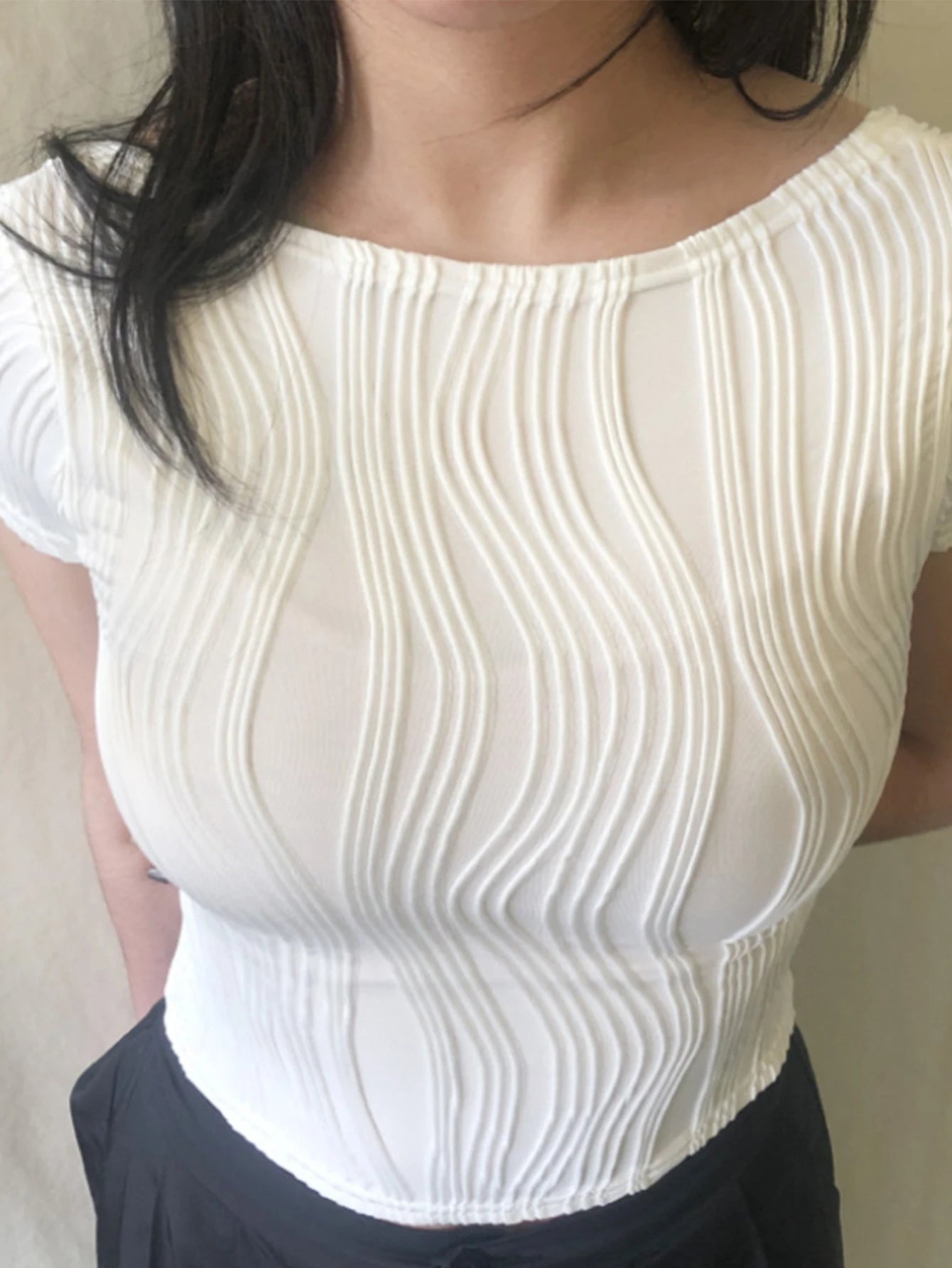 Monique Slim-Fit Long-Sleeve Knit Crop Top One-piece