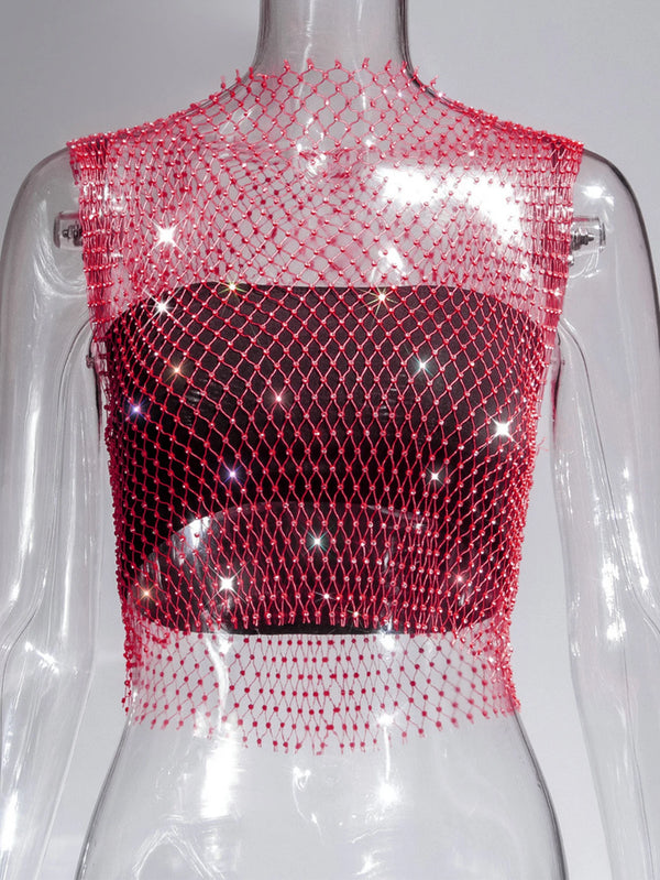 Naomi Rhinestone Mesh Festival Top