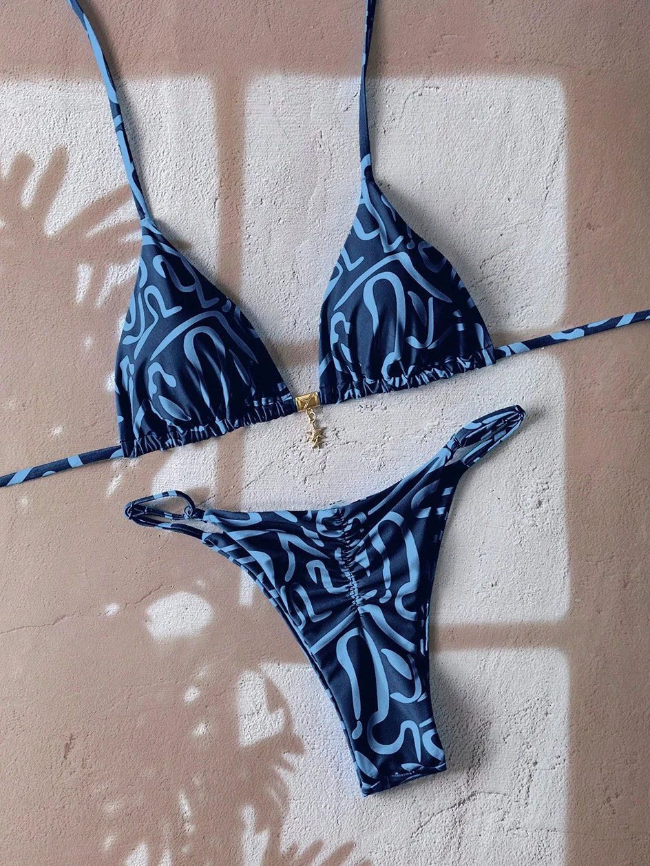 Bella Leopard Print Triangle Bikini Set