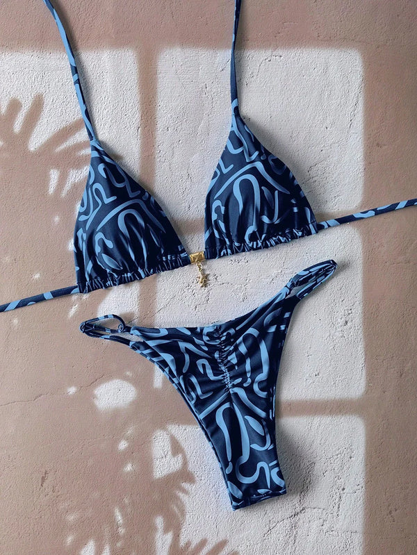 Bella Leopard Print Triangle Bikini Set