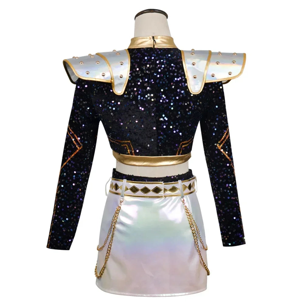 Aurelia Sequin Gold-Trim Idol Stage Costume Set (Kids' Sizes 110-150)