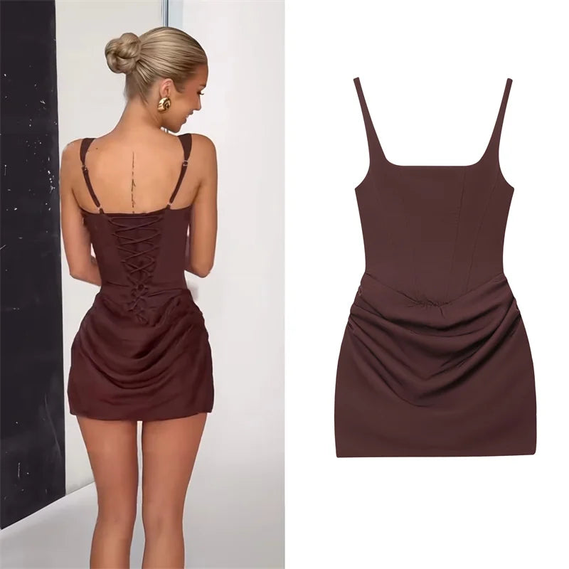 Liora Halter-Tie Ruffle Mini Dress