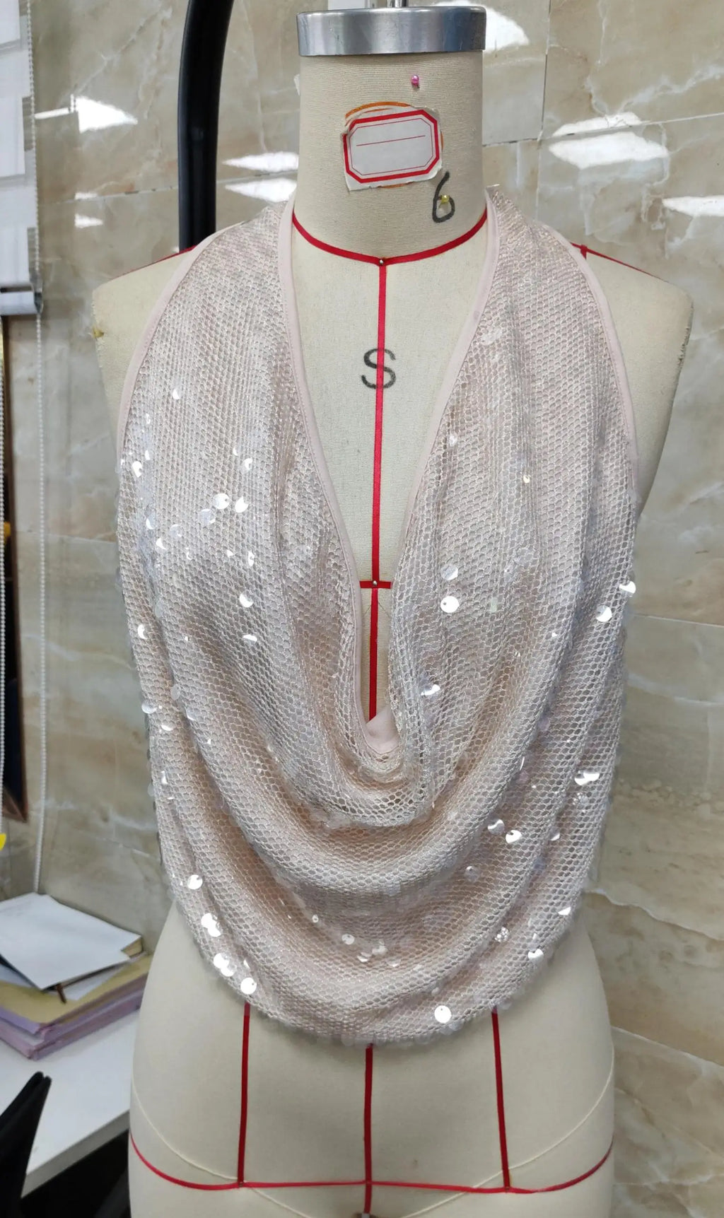 Sienna Champagne Sequin Halter Festival Top One-piece