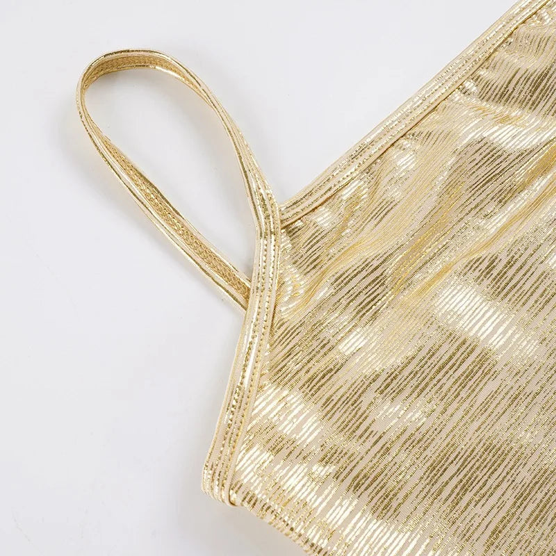 Goldie Metallic Square-Neck Cami Top One-piece