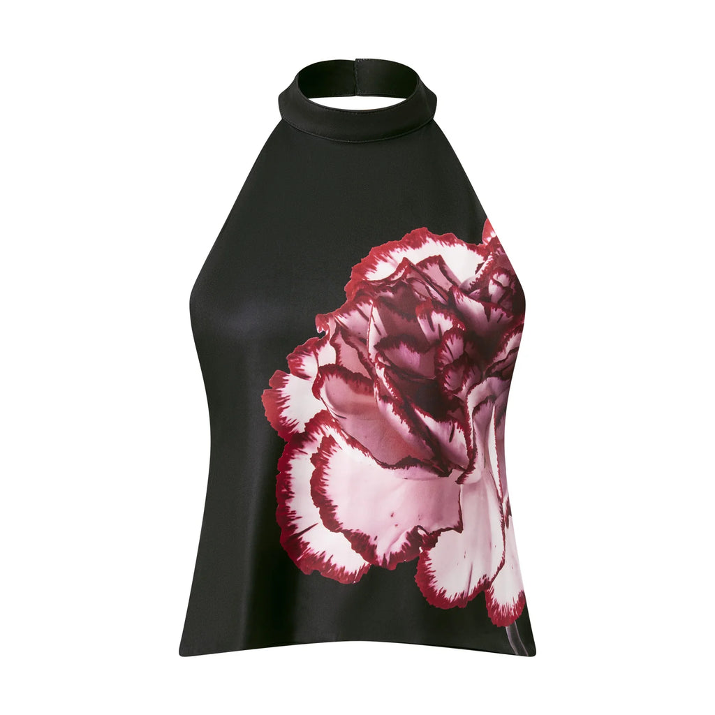 Mara Floral Print Halter Backless Boho Cami Top