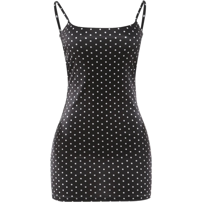 Sabeline Polka-Dot Strappy Backless Bodycon Cami Mini Dress