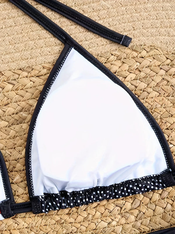 Hello Kitty Women's Bikini Set, Cute Cartoon Print Halter Tie Side Swimsuit, 2 Piece Bathing Suit for Summer Beach