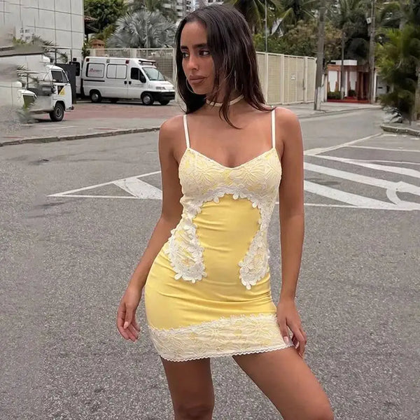 Lyra Lace Patchwork Bodycon Mini Dress