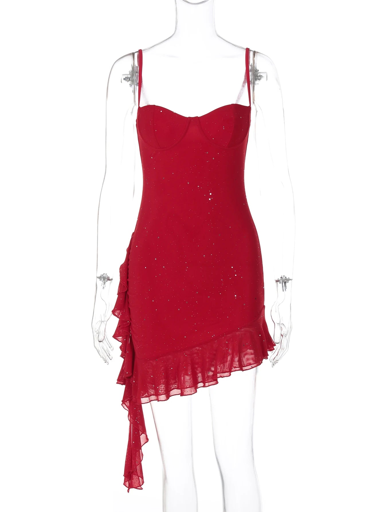 Scarlet Sequin Ruffle Cami Mini Dress