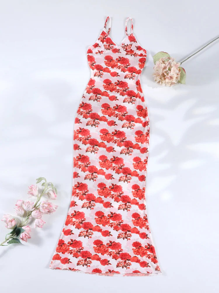 Marisa Red Floral String Bikini & Mesh Cover-Up Dress Collection