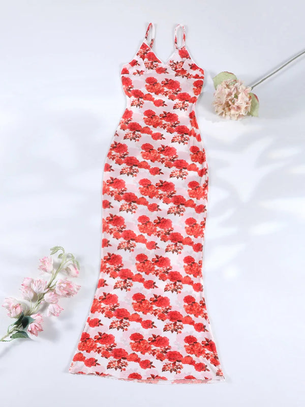 Marisa Red Floral String Bikini & Mesh Cover-Up Dress Collection